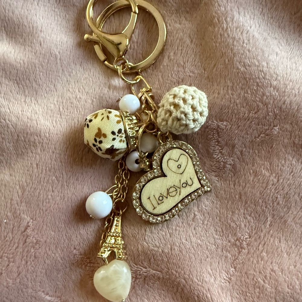 Chic Gold and Cream Charm Key Holder